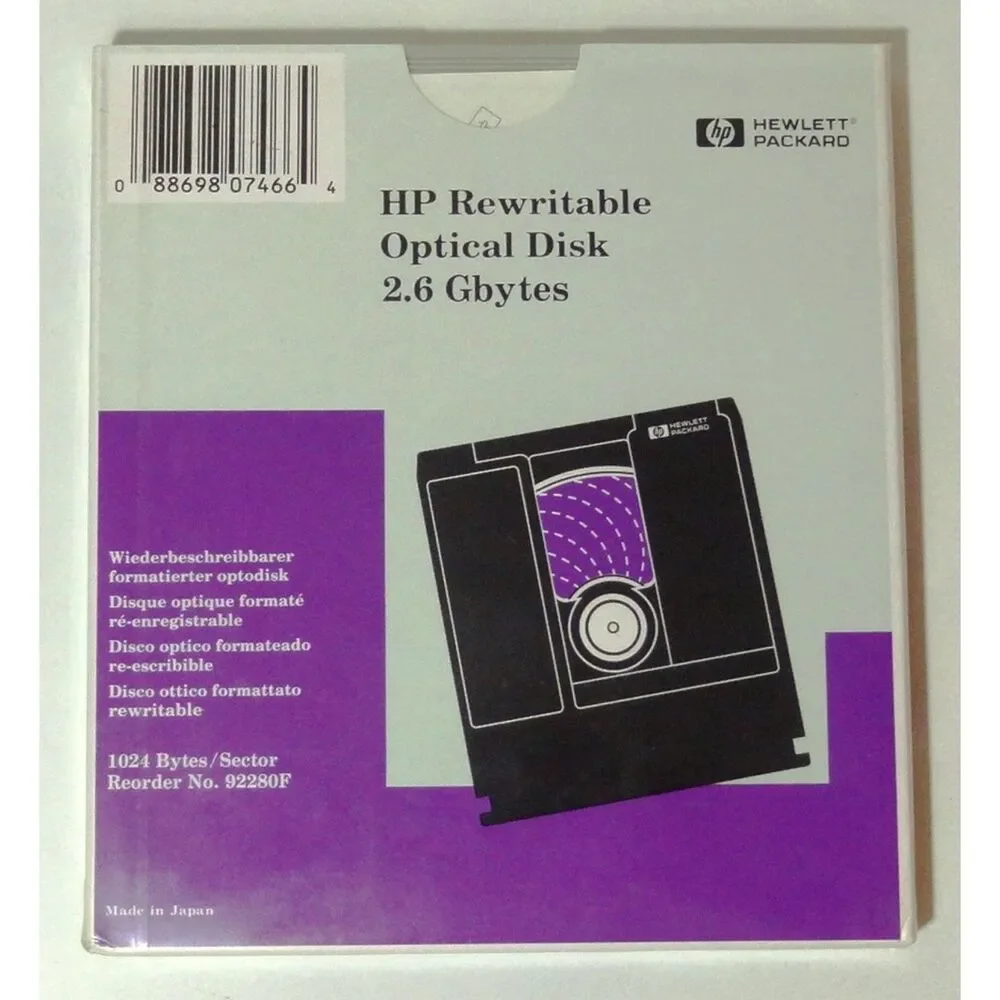 HP 92280F 2.6 GB Rewritable Optical Disk (5.25